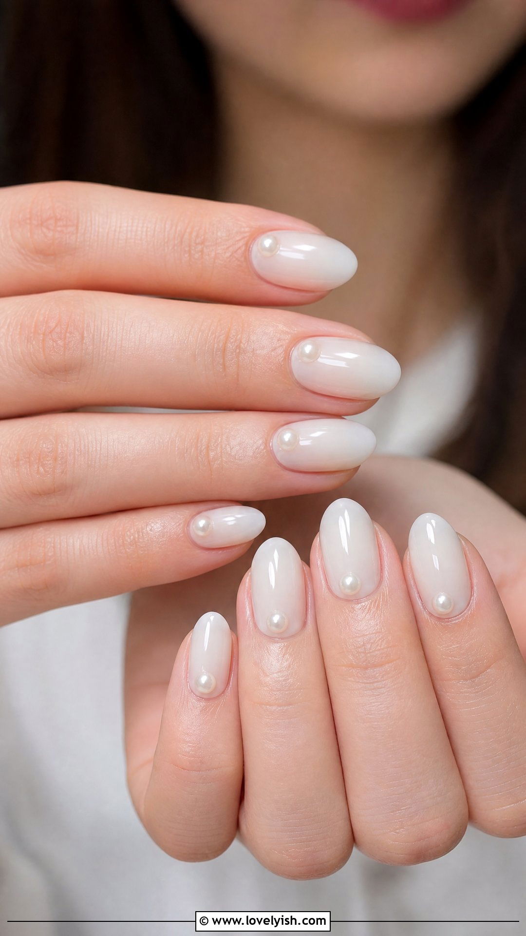 Milky White Pearl Nails - 50 cute summer nail designs - 50 cute summer nail designs
