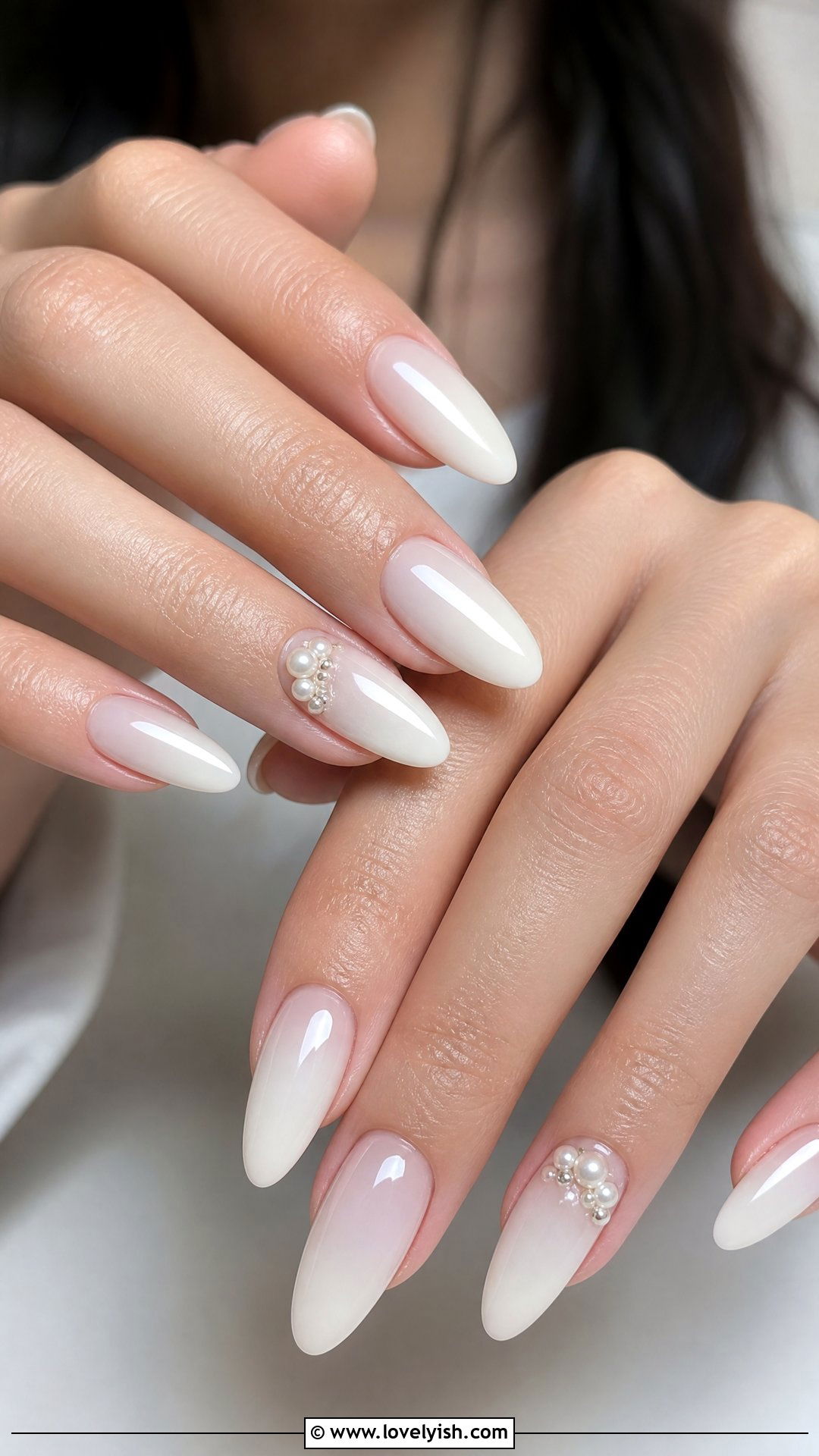 Milky White Pearl Nails - 25 preppy nail designs - 25 preppy nail designs