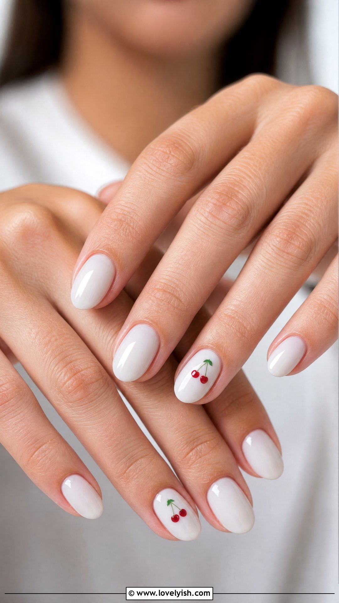 Mini Cherry Accent Minimalist Nails - 42 minimalist nail art - 42 minimalist nail art