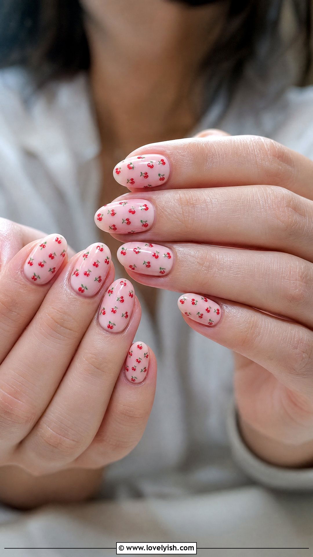 Mini Cherry Print Nails - 50 cherry nails - 50 cherry nails
