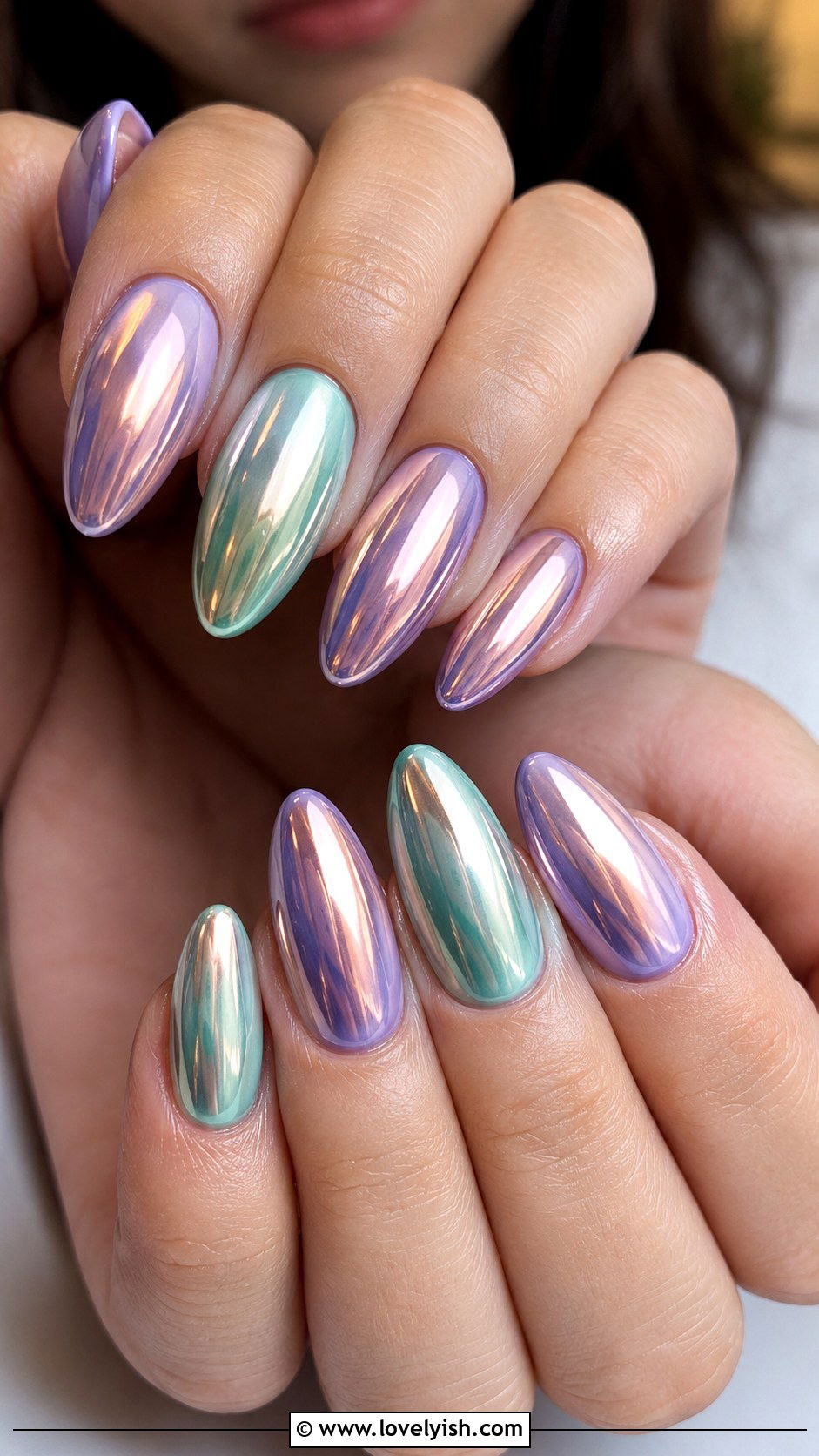 Mini Easter Egg Chrome Nails - 38 easter nail art ideas - 38 easter nail art ideas