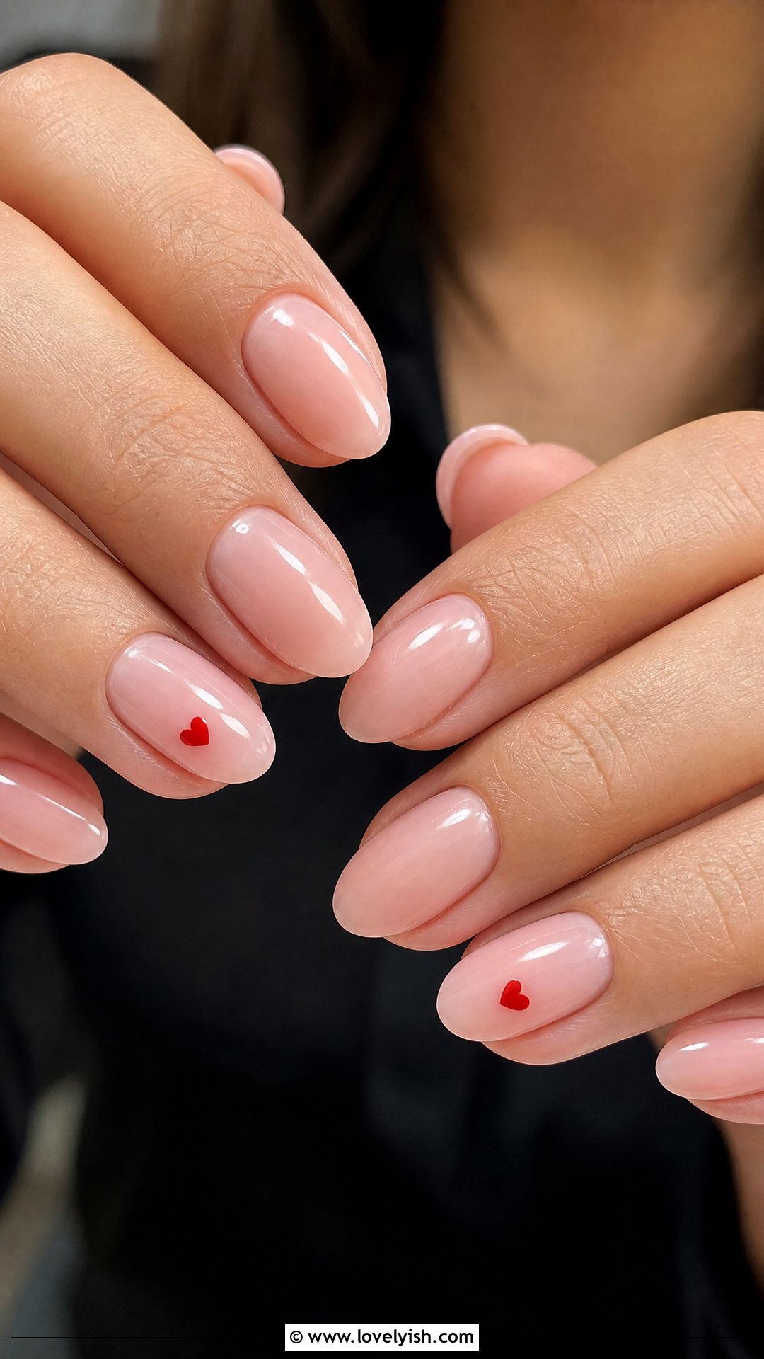 Mini Heart Accent Nails - 38 simple nail art designs - 38 simple nail art designs