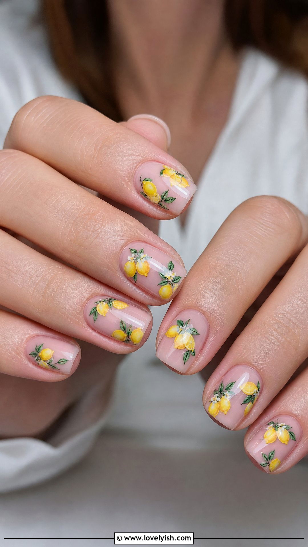 Mini Lemon Cluster Nails - 50 lemon nail design ideas - 50 lemon nail design ideas