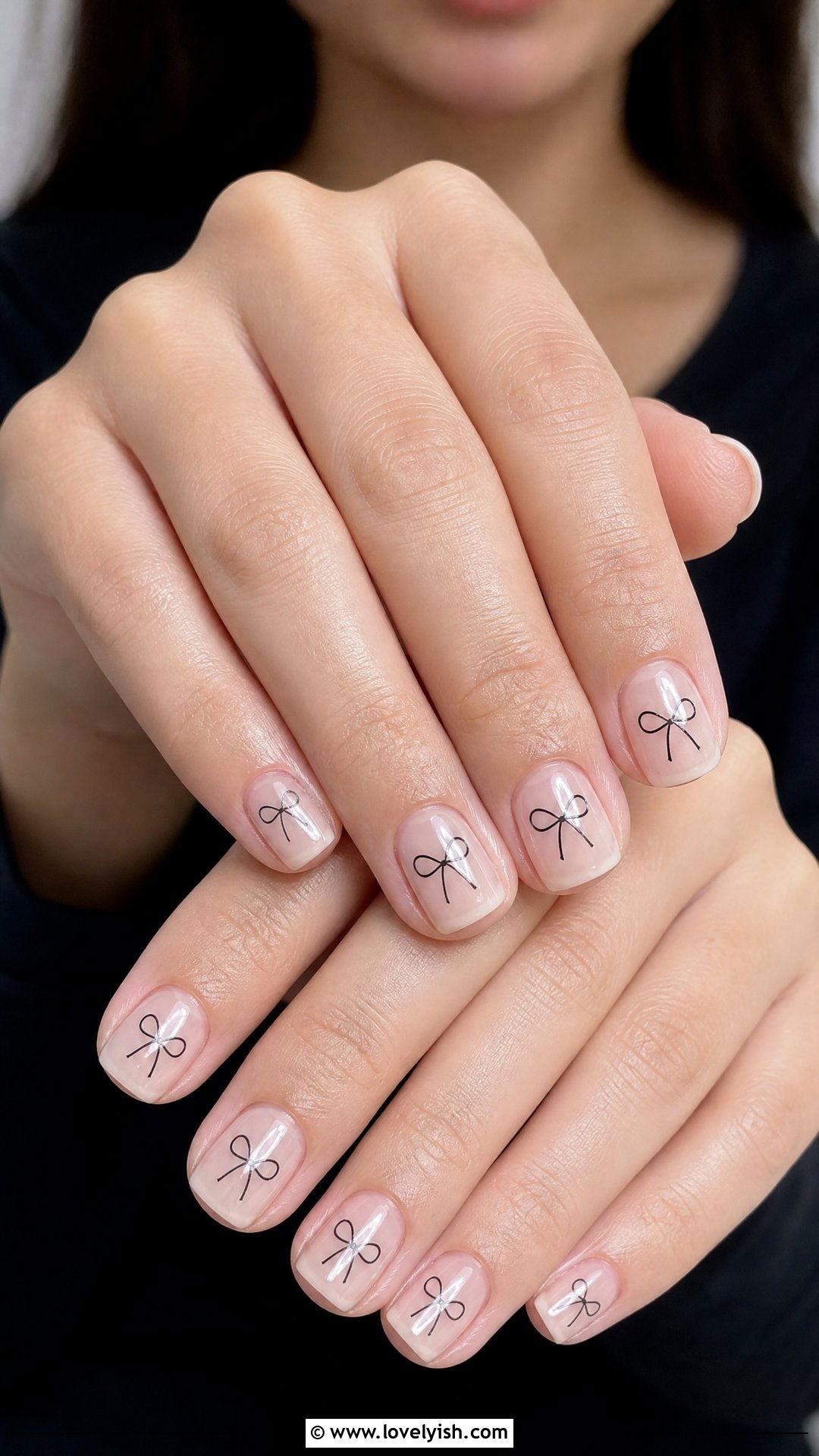 Minimalist Line Bow Nails - 25 bow nail design ideas - 25 bow nail design ideas