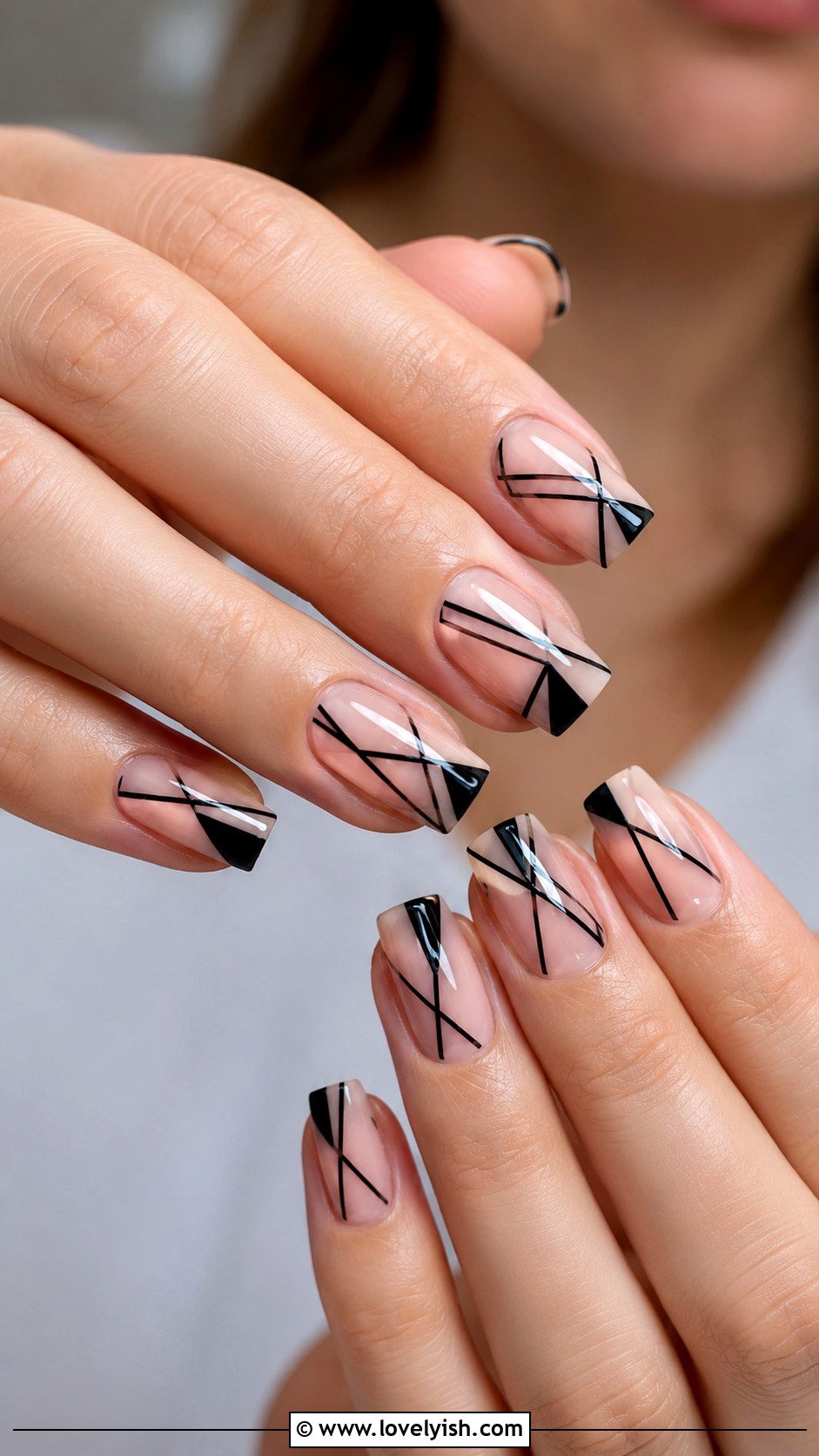 Minimalist Negative Space Geometric Nails - 50 tumblr nail designs - 50 tumblr nail designs
