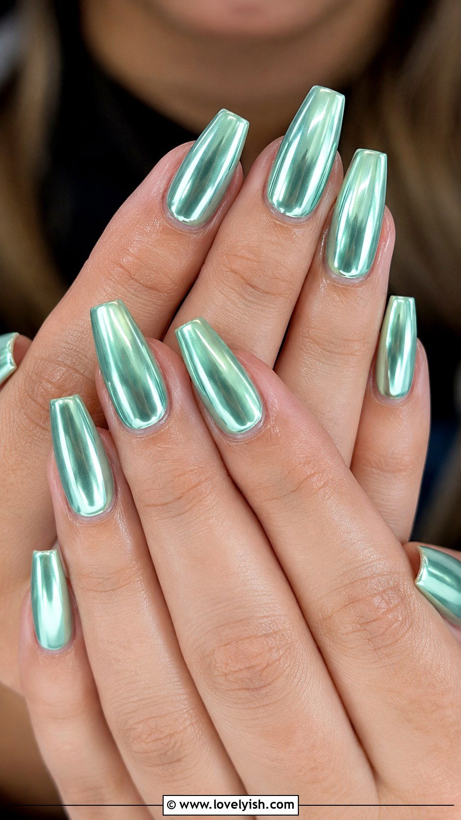 Mint Chrome Mirror Nails - 50 april nail designs - 50 april nail designs