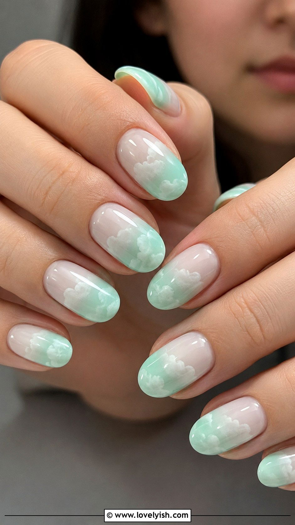 Mint Cloud Nails - 50 modern mint nail art ideas - 50 modern mint nail art ideas