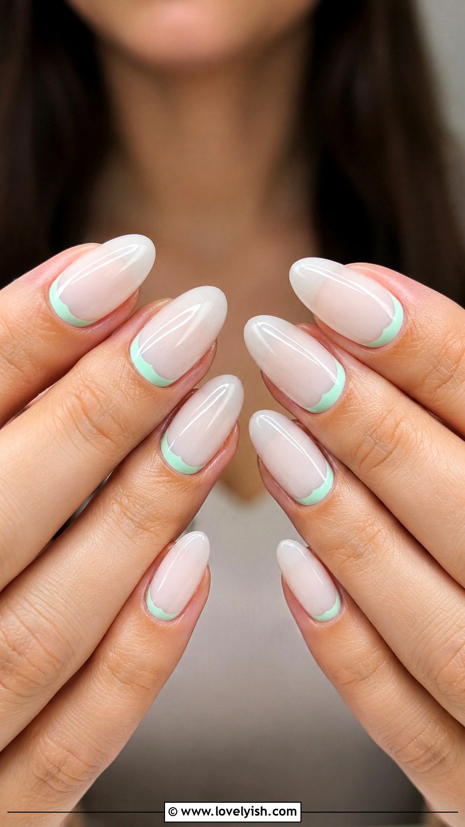 Mint Double French Nails - 50 modern mint nail art ideas - 50 modern mint nail art ideas