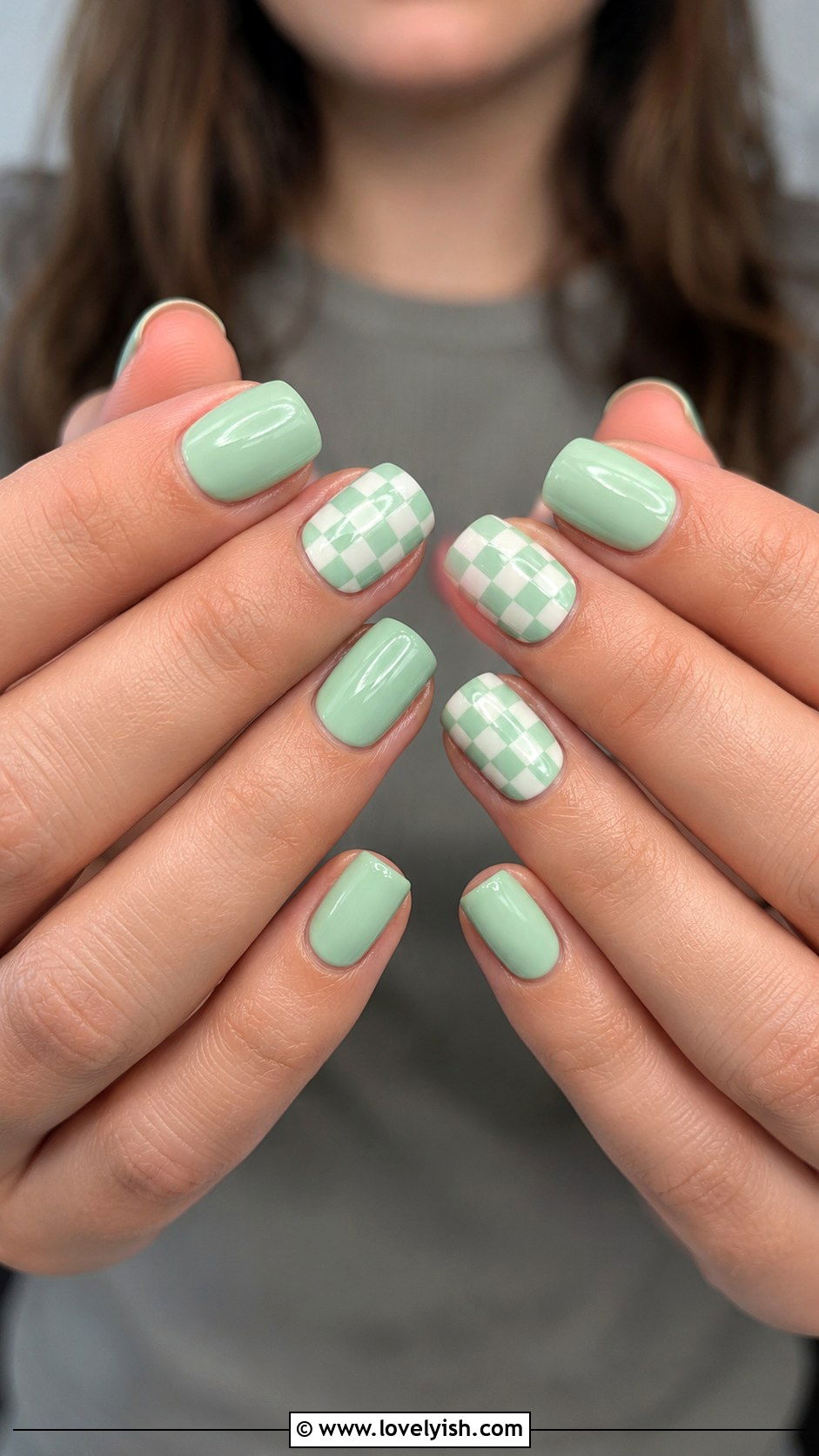 Mint Green Checkerboard Nails - 25 cute nail design ideas - 25 cute nail design ideas