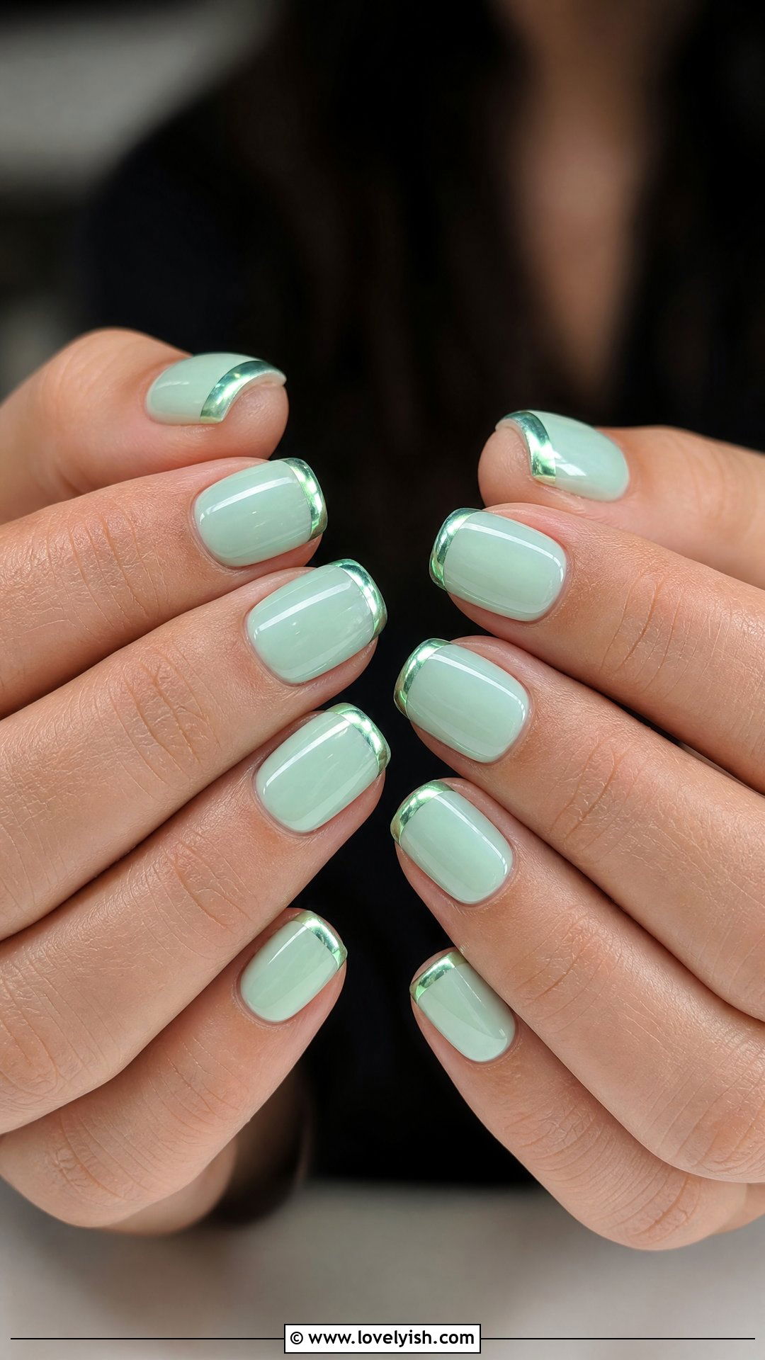 Mint Green Chrome French Tip Nails - 50 chrome french tip nails - 50 chrome french tip nails
