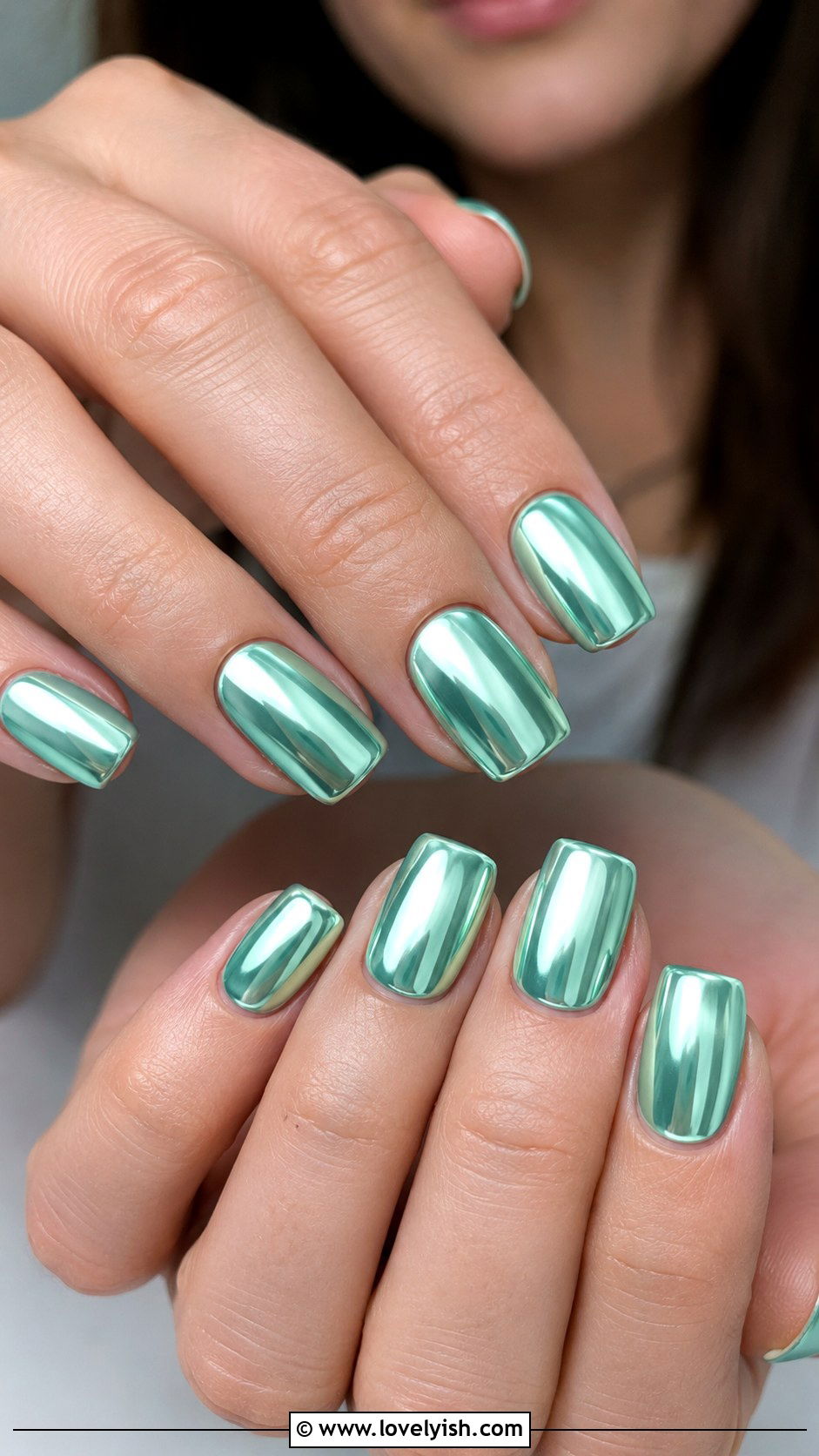 Mint Green Chrome Nails - 38 green nail designs - 38 green nail designs