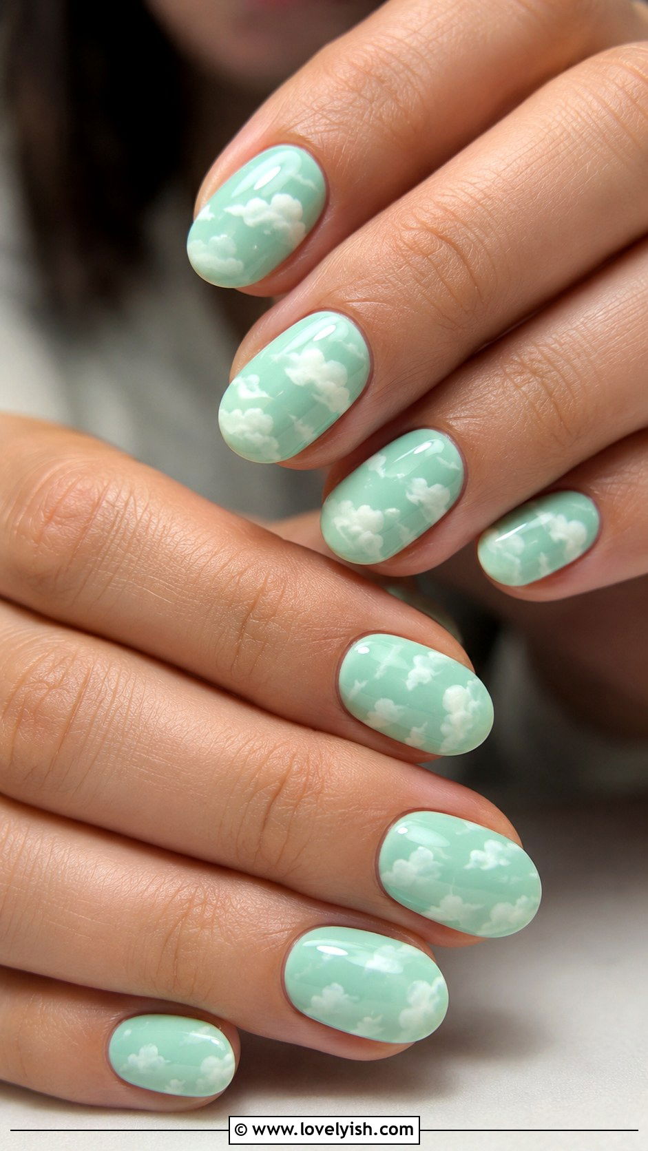 Mint Green Cloud Nails - 50 green nails - 50 green nails