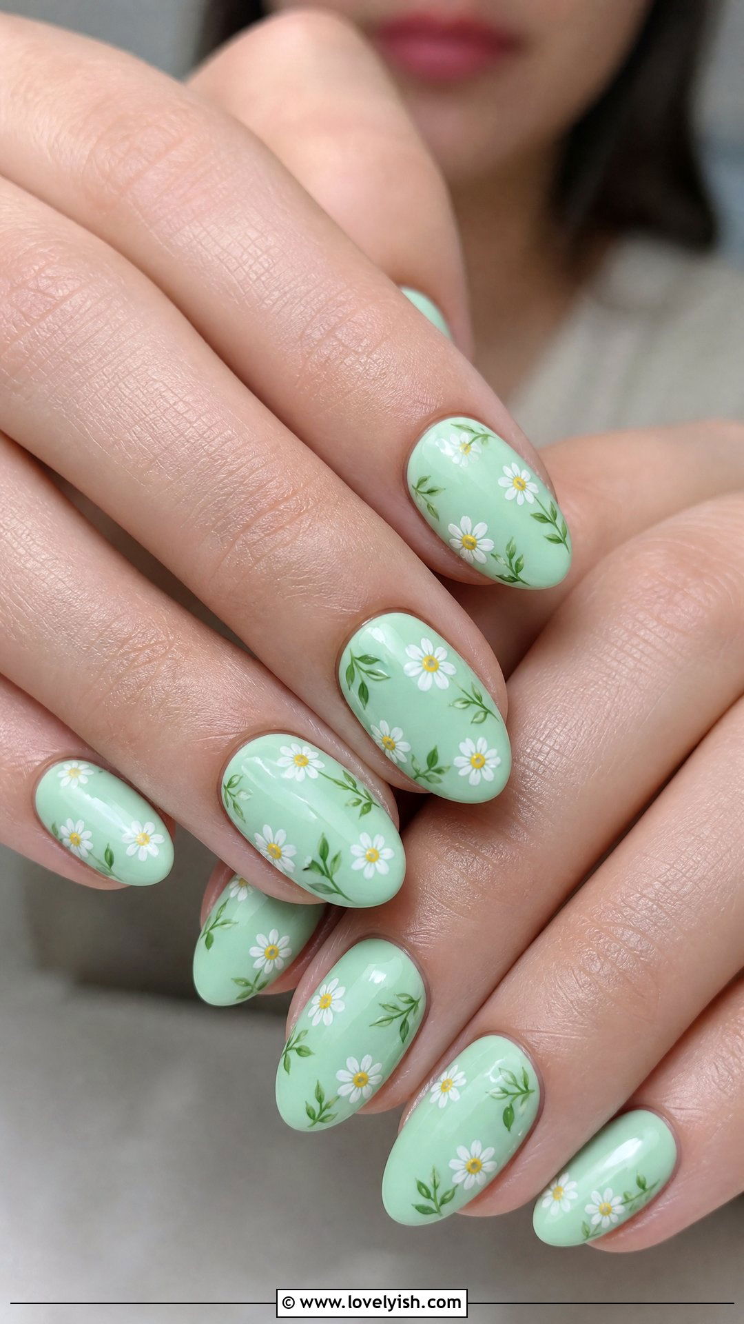Mint Green Daisy Nails - 50 daisy nails - 50 daisy nails