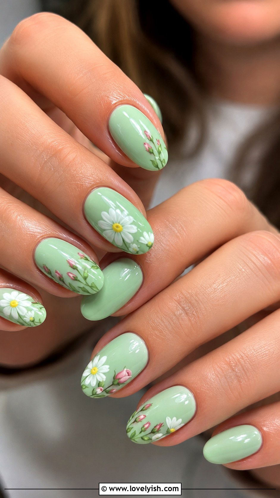 Mint Green Floral Easter Nails - 44 easter nail designs - 44 easter nail designs