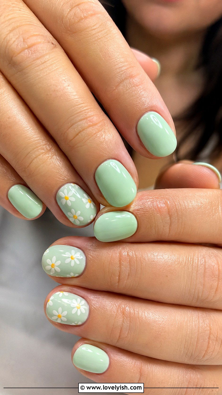 Mint Green Floral Nails - 25 green nail design ideas - 25 green nail design ideas