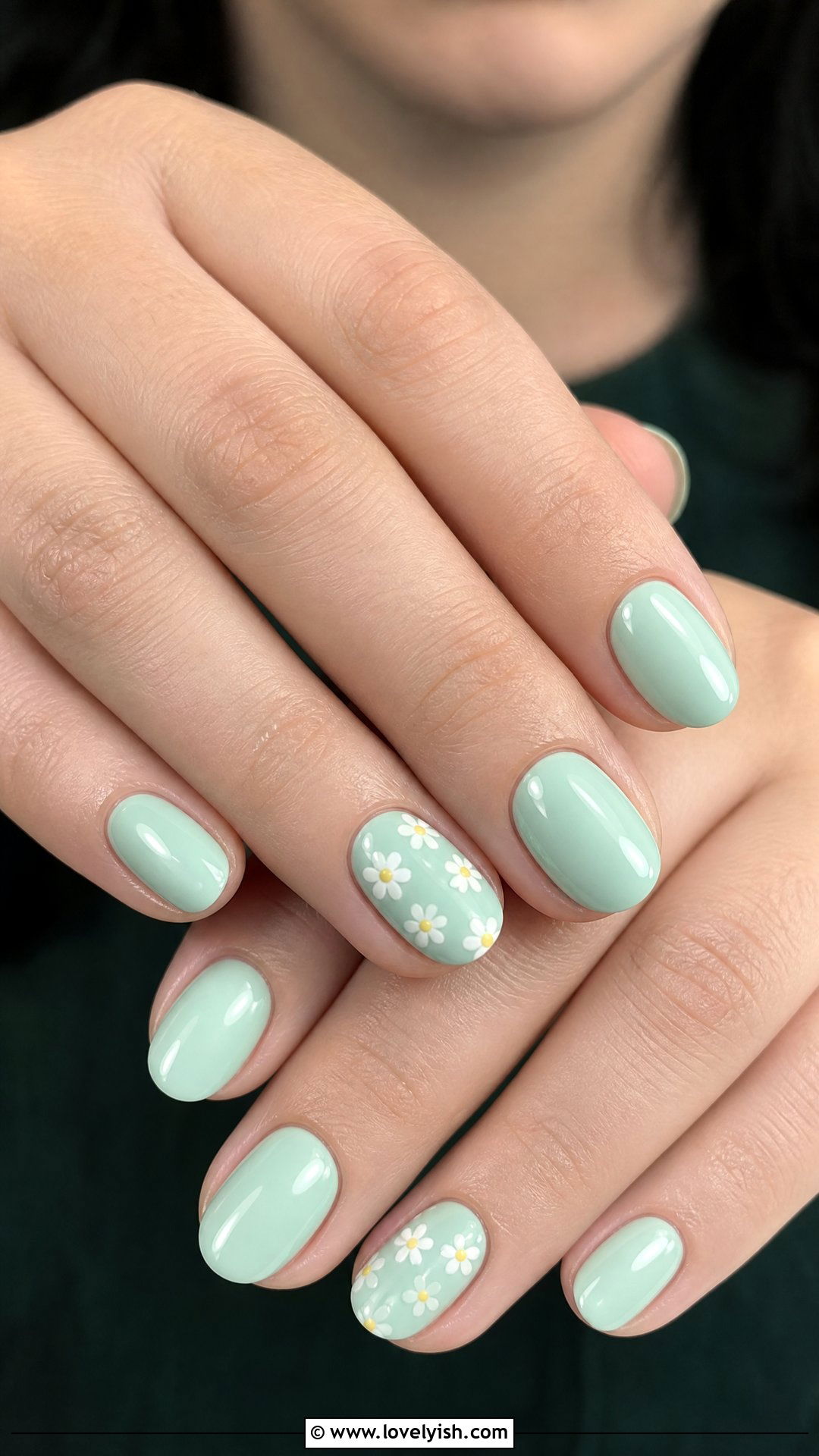 Mint Green Floral Nails - 50 cute nails - 50 cute nails