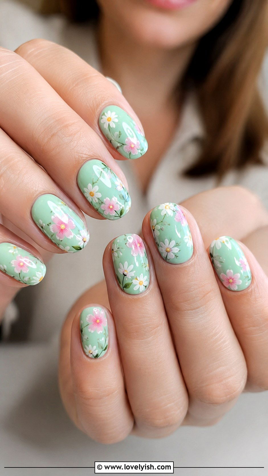 Mint Green Floral Nails - 25 easter nails design ideas - 25 easter nails design ideas