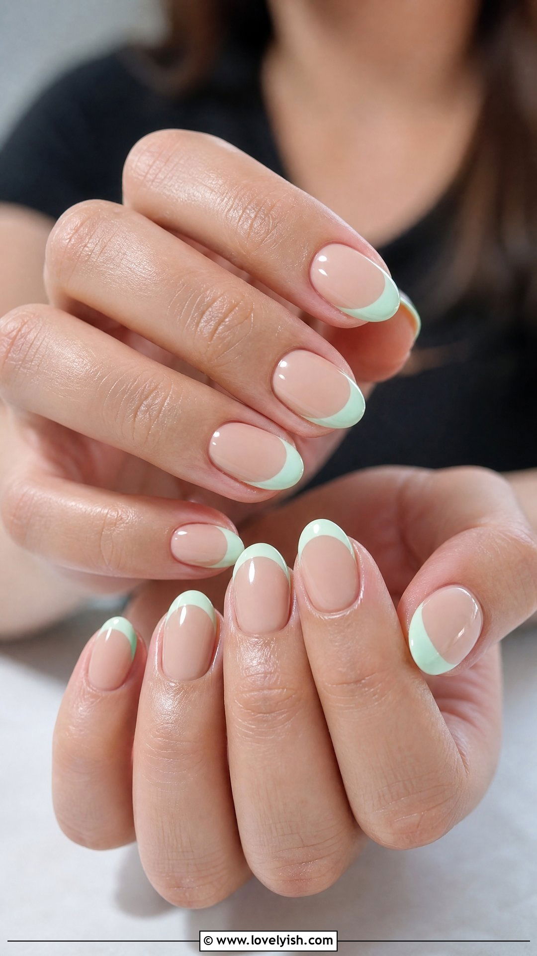 Mint Green French Tip - 50 french manicure - 50 french manicure