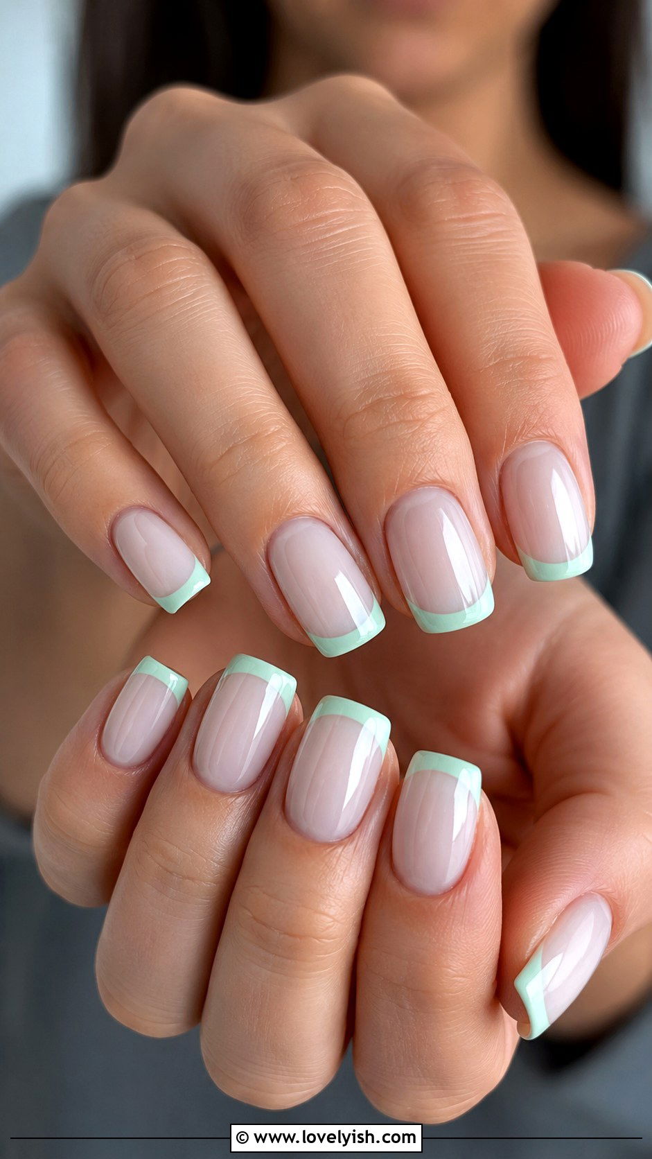 Mint Green French Tip Nail Design - 45 cute nail designs - 45 cute nail designs