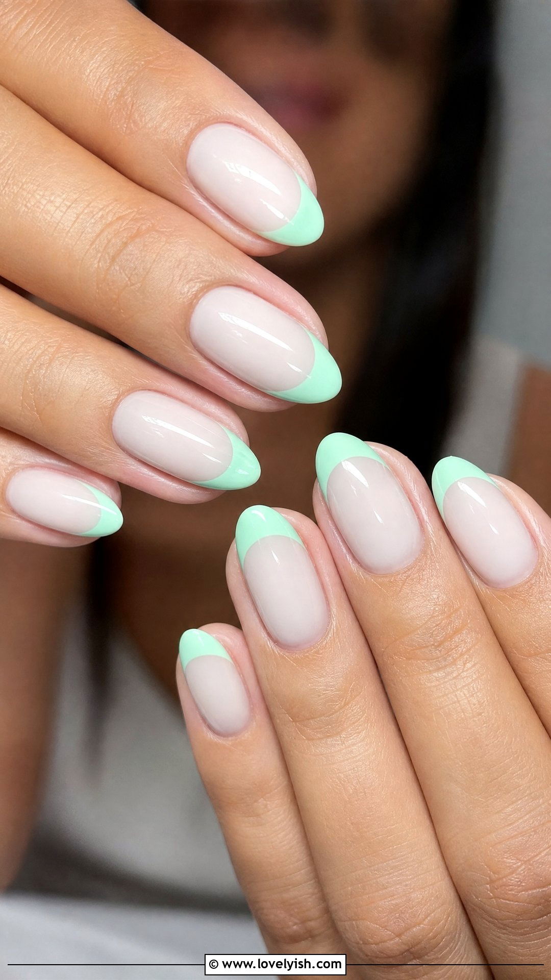 Mint Green French Tip Nails - 50 spring nails - 50 spring nails