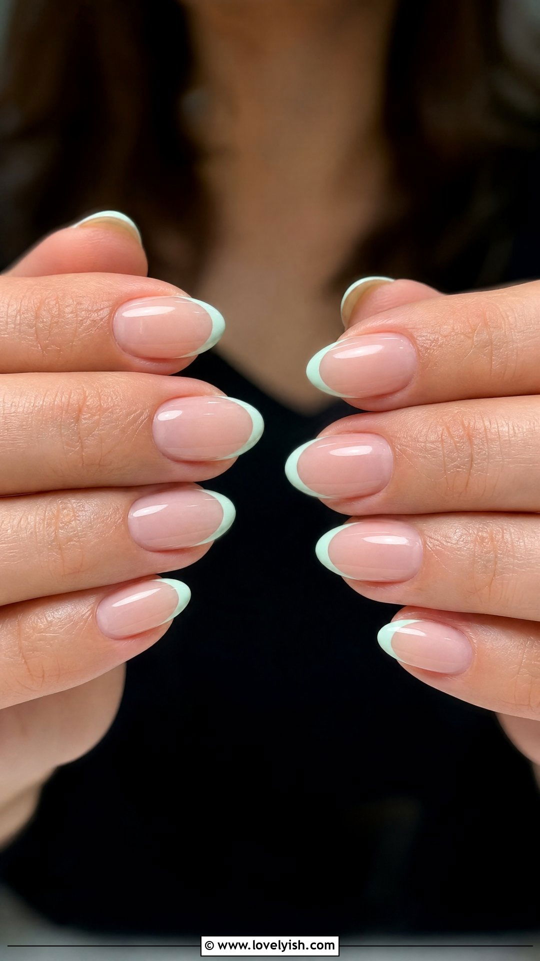 Mint Green French Tip Short Acrylic Nails - 50 short acrylic nails - 50 short acrylic nails
