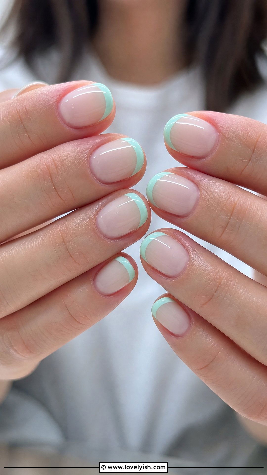 Mint Green French Tip Short Nails - 50 short french tip nails - 50 short french tip nails