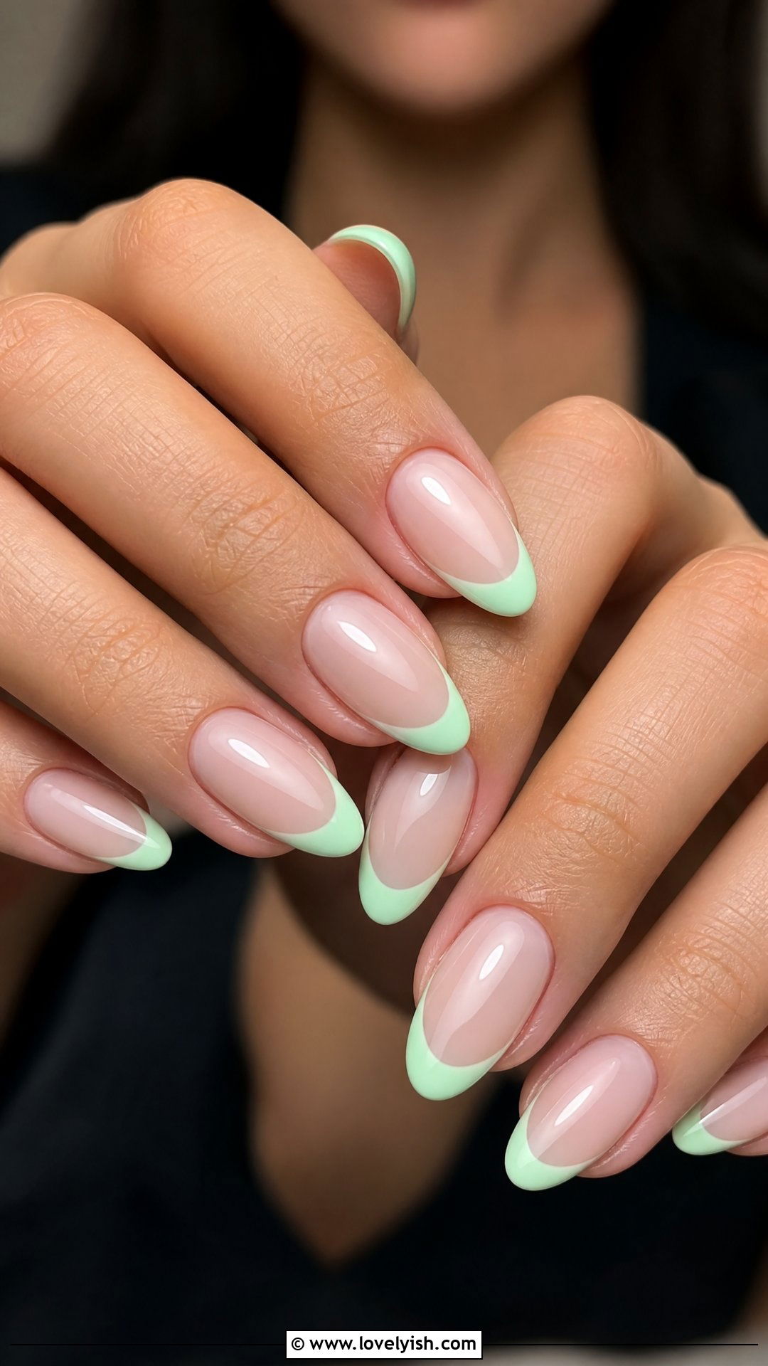 Mint Green French Tips - 50 medium nails - 50 medium nails