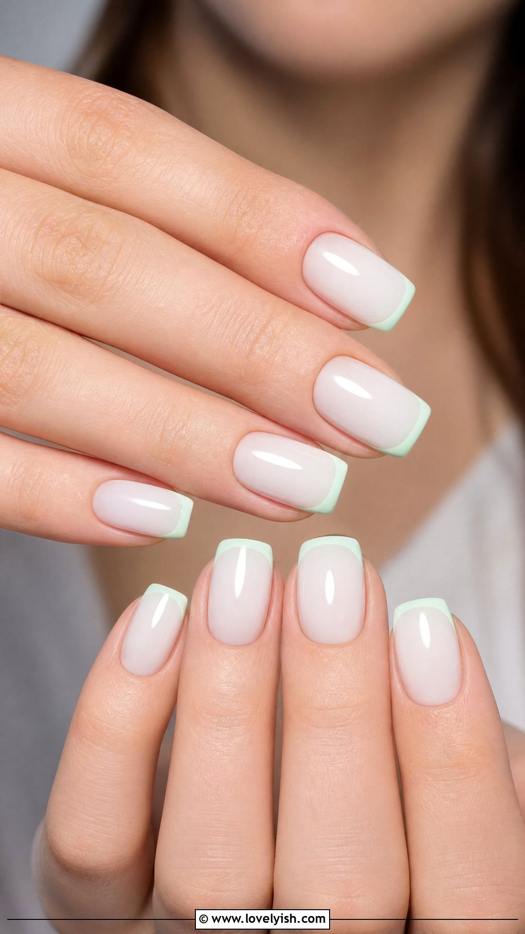Mint Green French Tips - 50 simple spring nail designs - 50 simple spring nail designs