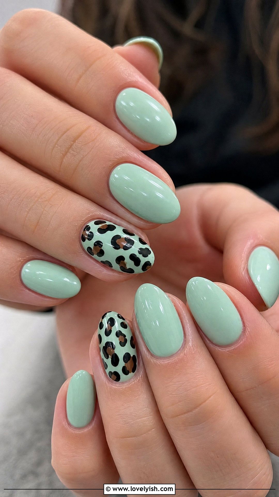 Mint Green Leopard Print Nails - 50 leopard print nails - 50 leopard print nails