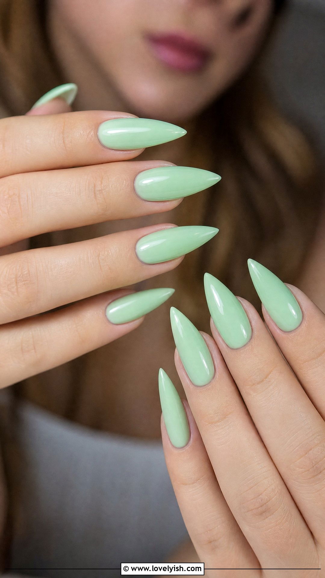Mint Green Long Stiletto Nails - 50 long stiletto nails - 50 long stiletto nails