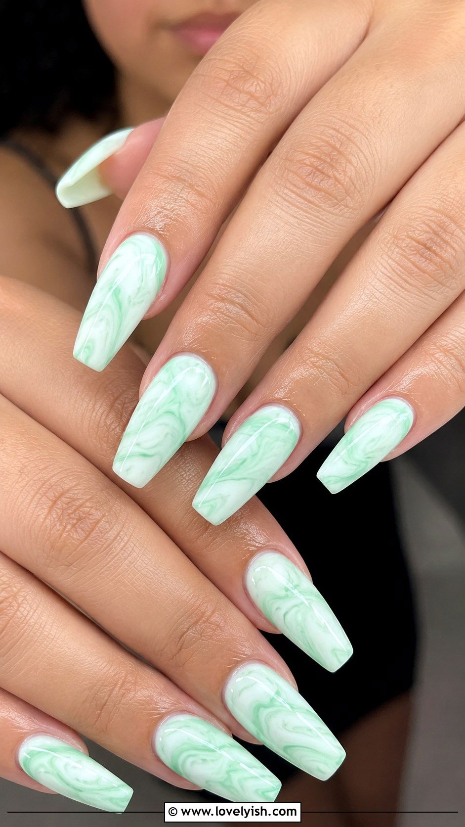 Mint Green Marble Nails - 50 april nail designs - 50 april nail designs