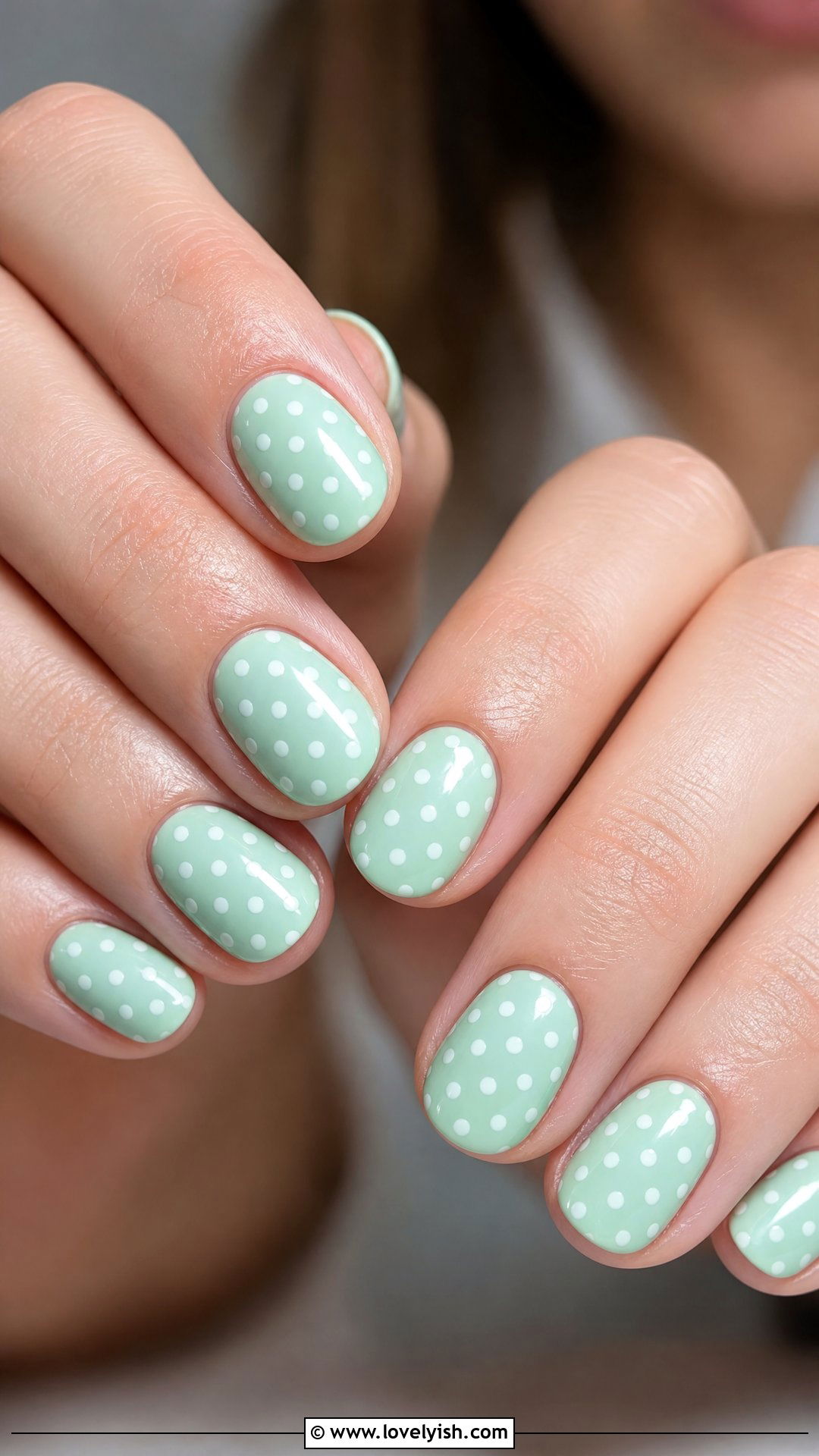 Mint Green Polka Dot Nails - 50 simple spring nail designs - 50 simple spring nail designs