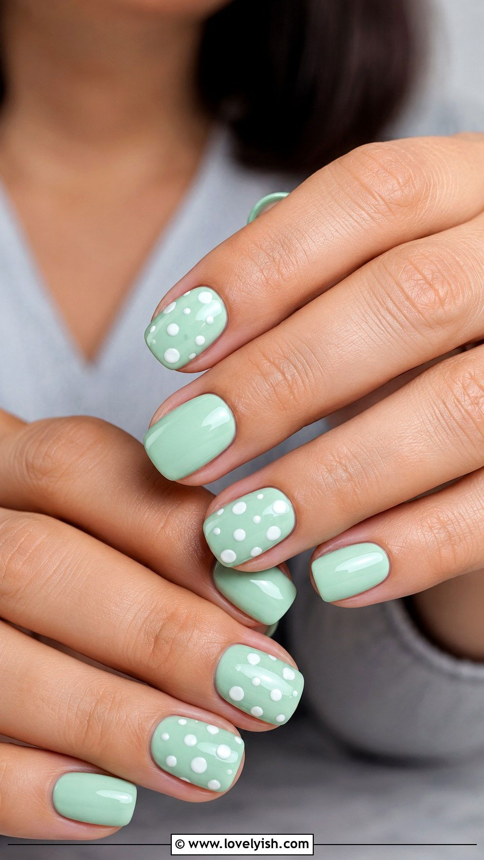 Mint Green Polka Dot Nails - 33 spring nail design ideas - 33 spring nail design ideas