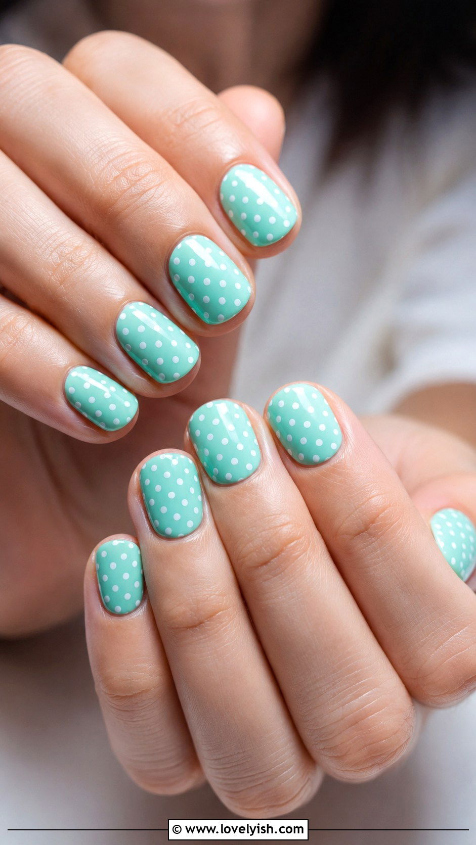 Mint Green Polka Dot Nails - 38 green nail designs - 38 green nail designs