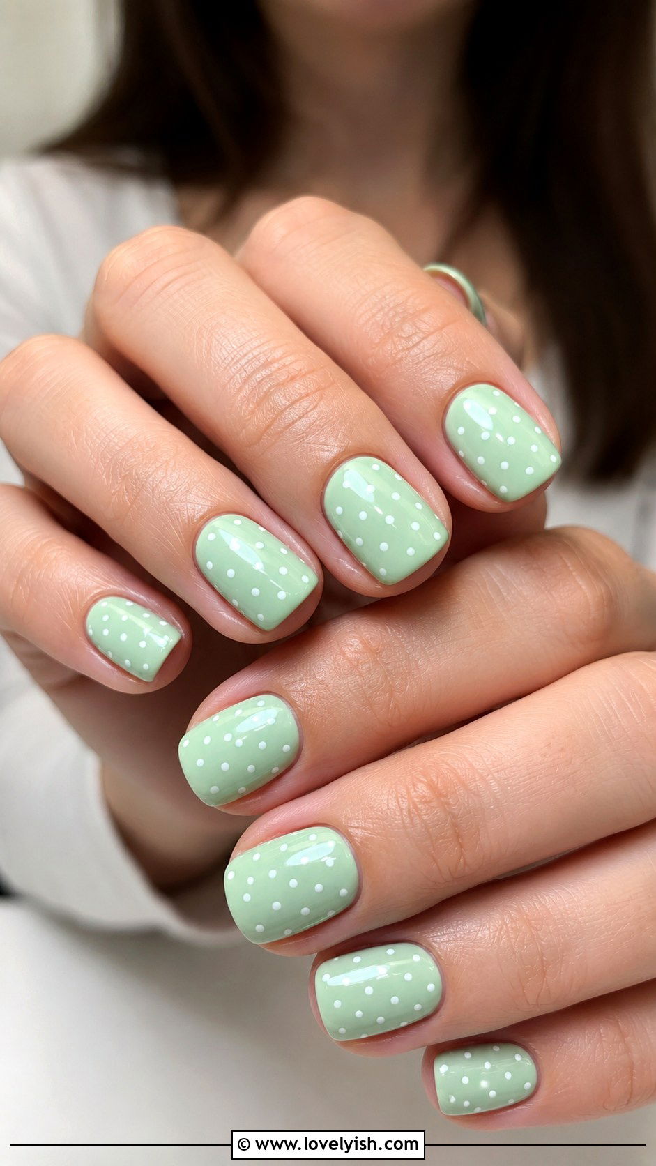 Mint Green Polka Dot Nails - 44 nails design - 44 nails design