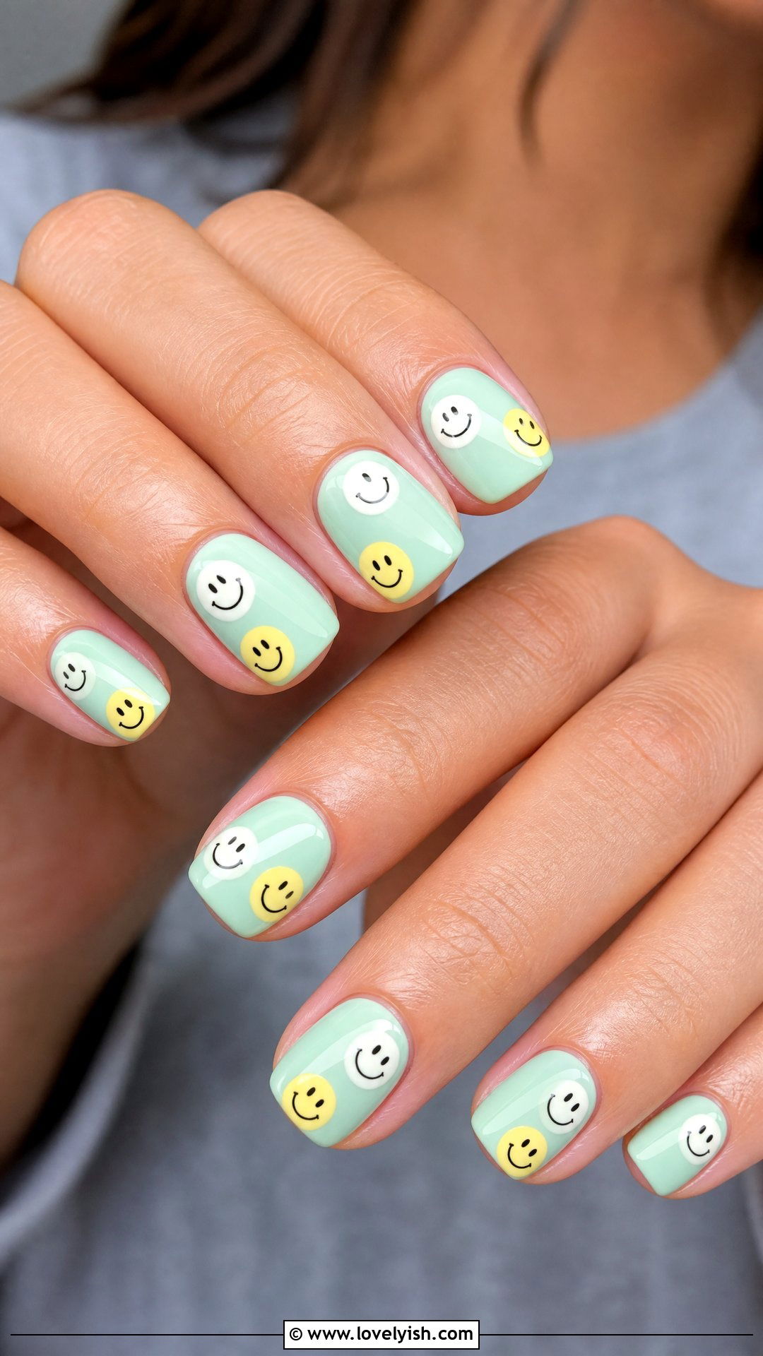 Mint Green Smiley Face Nails - 50 smiley face nails - 50 smiley face nails
