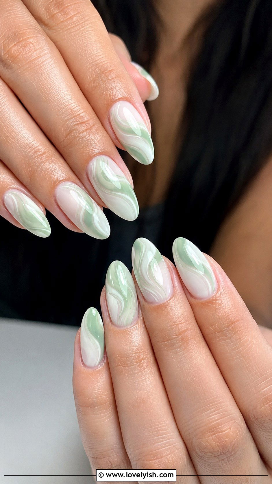 Mint Green Swirl Acrylic Nails - 33 acrylic nail ideas - 33 acrylic nail ideas
