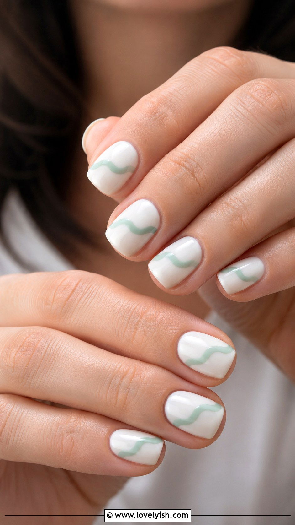 Mint Green Wave Short Nails - 25 short nails design ideas - 25 short nails design ideas