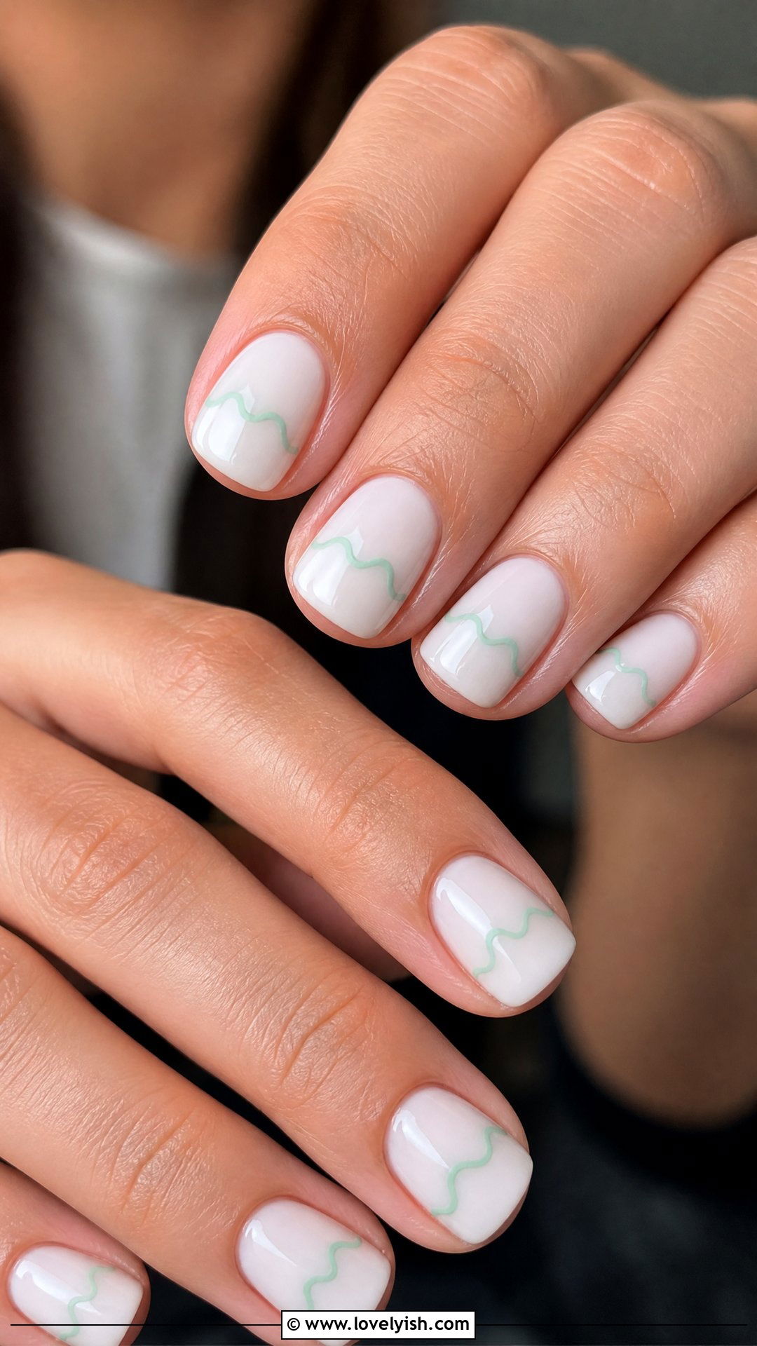 Mint Green Wavy Line Nails - 50 simple nail art - 50 simple nail art