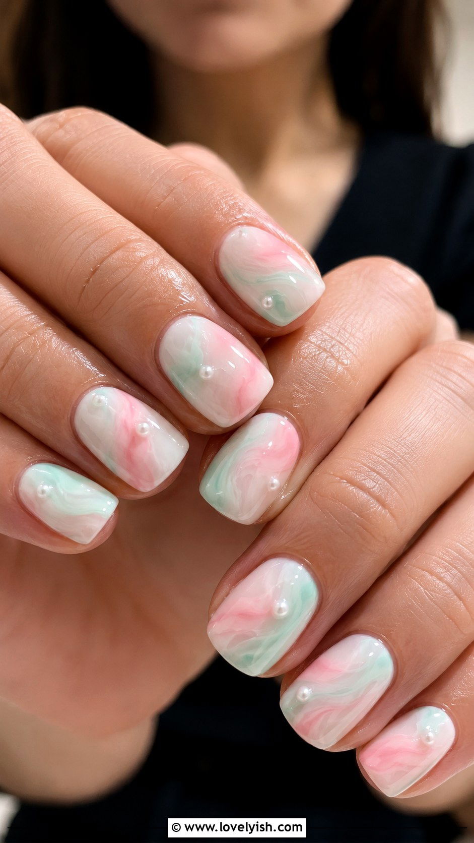 Mint Green and Pink Pastel Swirl Nails - 50 swirl nails - 50 swirl nails
