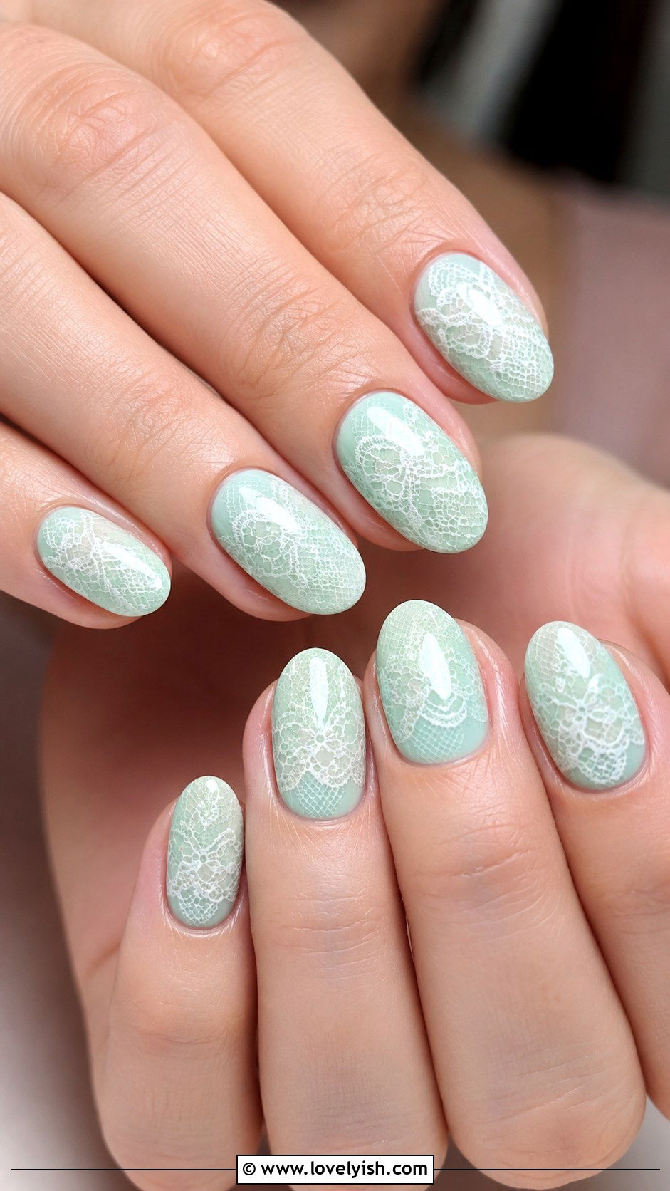 Mint Lace Pattern Nails - 50 modern mint nail art ideas - 50 modern mint nail art ideas