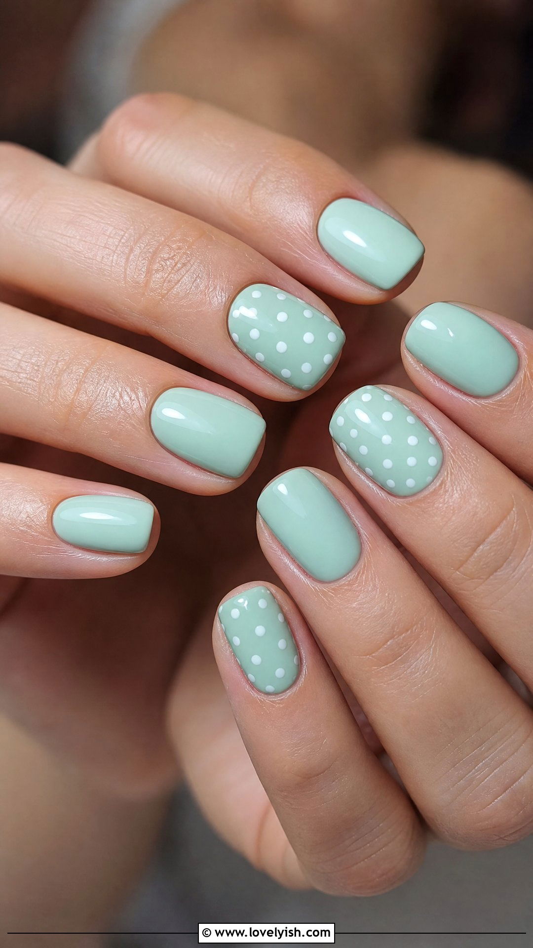Mint Polka Dot Nails - 42 spring nail ideas - 42 spring nail ideas