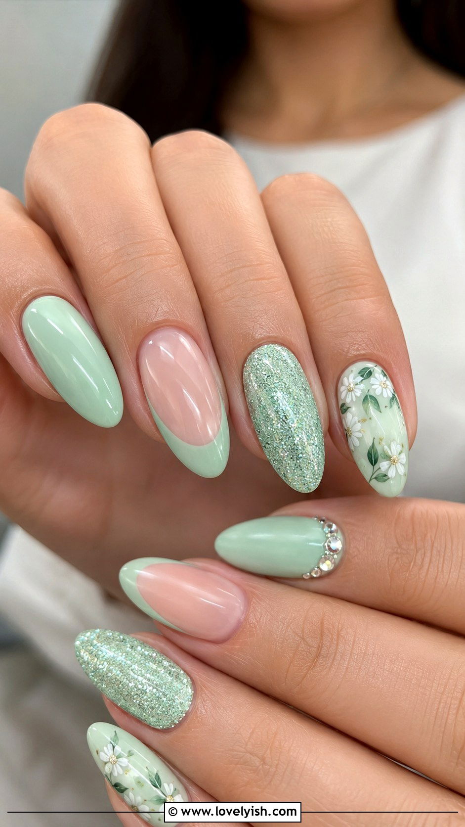 Mint Skittle Mismatched Nails - 50 modern mint nail art ideas - 50 modern mint nail art ideas