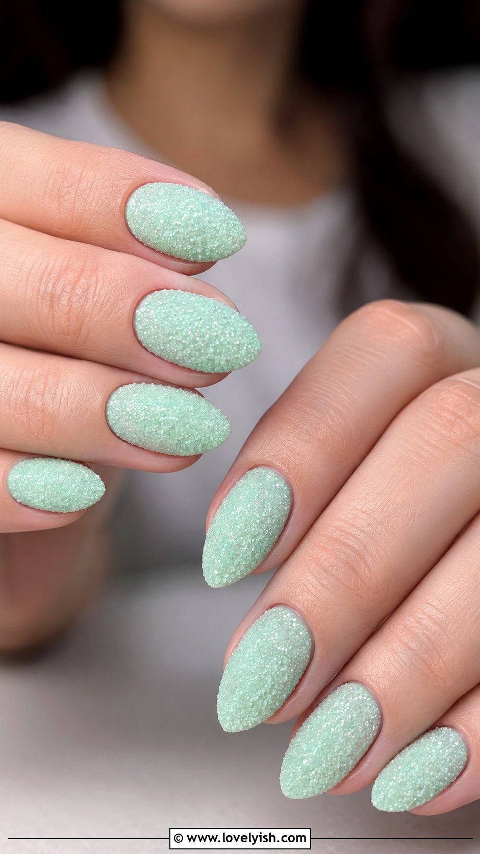Mint Sugar Texture Nails - 50 modern mint nail art ideas - 50 modern mint nail art ideas