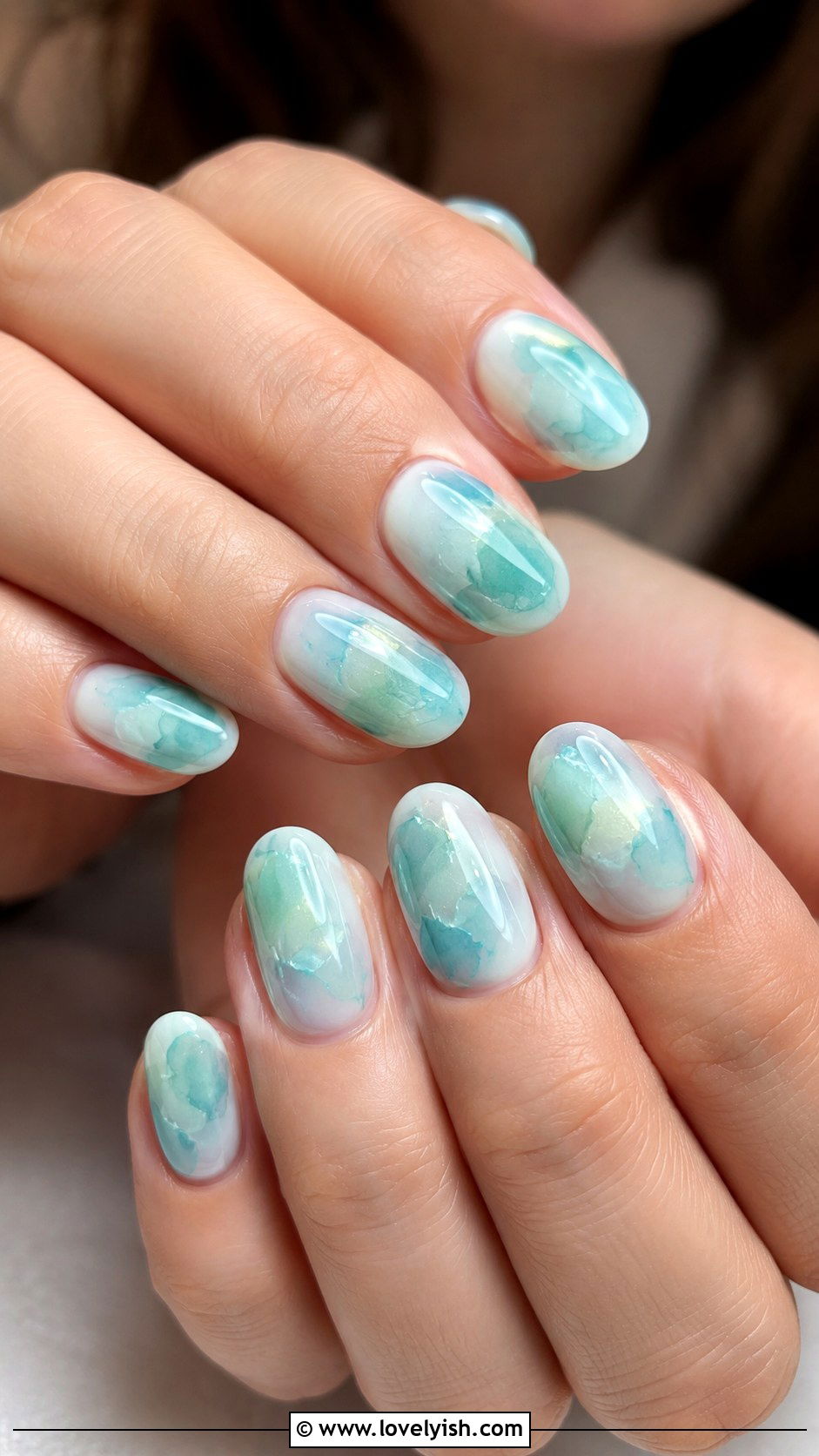 Mint Watercolor Nails - 50 modern mint nail art ideas - 50 modern mint nail art ideas