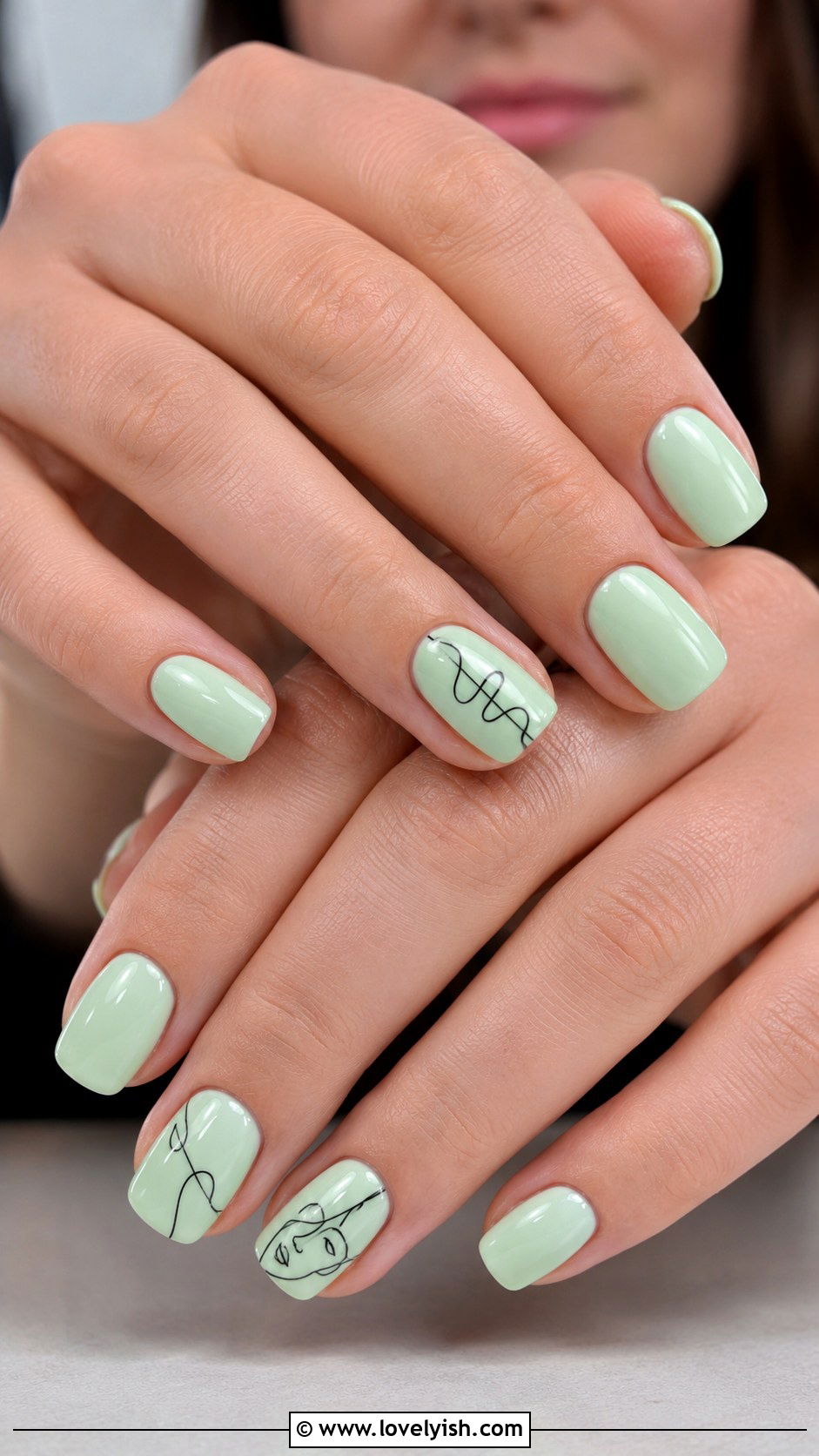 Mint and Black Line Art Nails - 50 modern mint nail art ideas - 50 modern mint nail art ideas