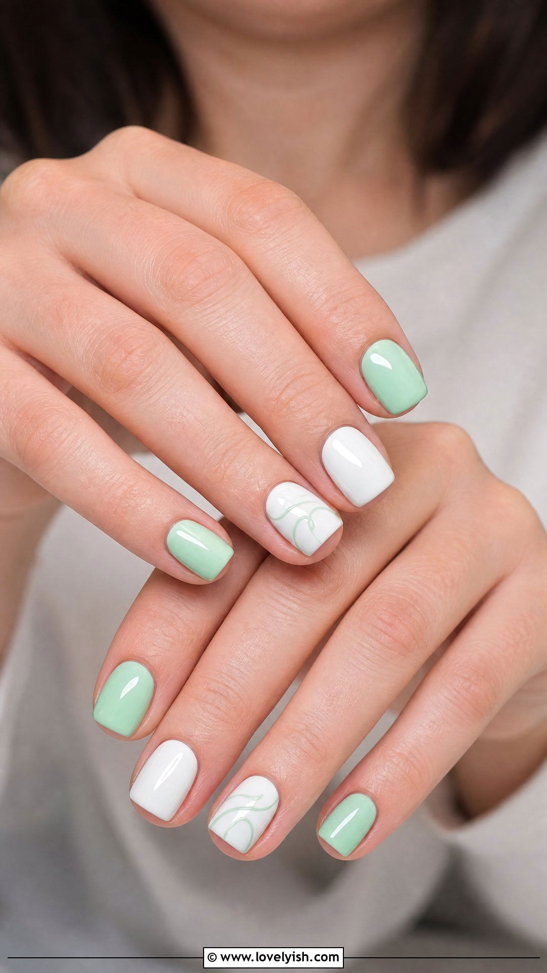 Mint and White Easter Nails - 31 easter nail designs 2026 - 31 easter nail designs 2026