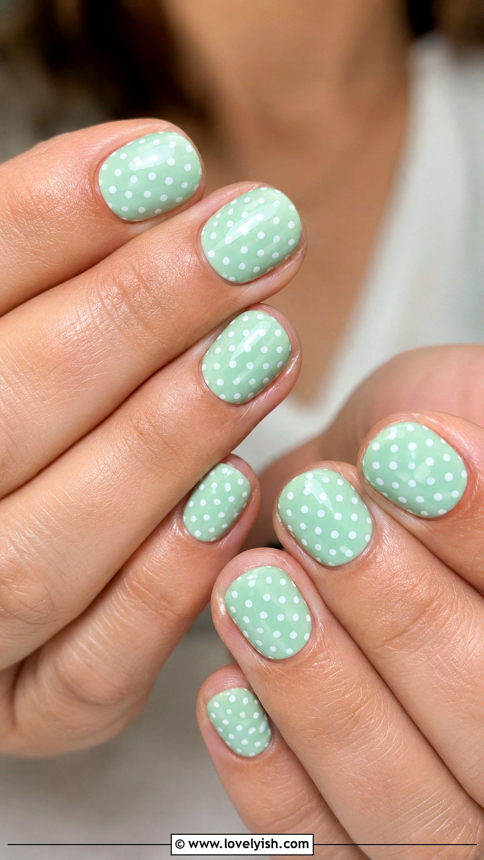 Mint and White Polka Dot Nails - 50 modern mint nail art ideas - 50 modern mint nail art ideas