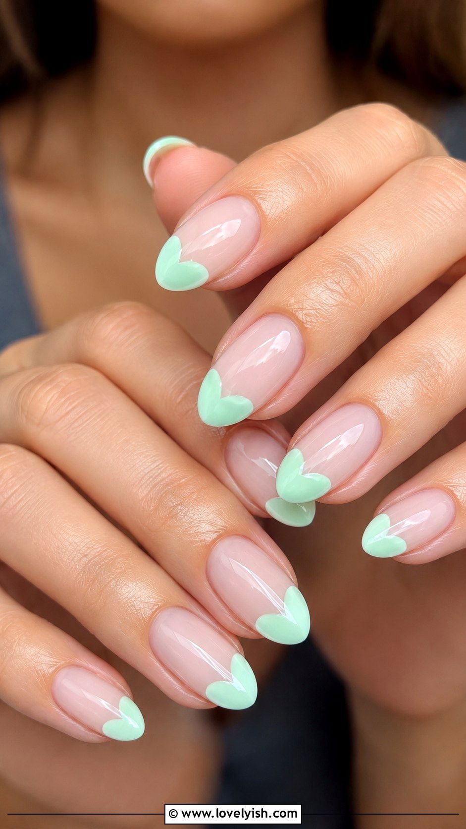 Mint with Heart Tip Nails - 50 modern mint nail art ideas - 50 modern mint nail art ideas