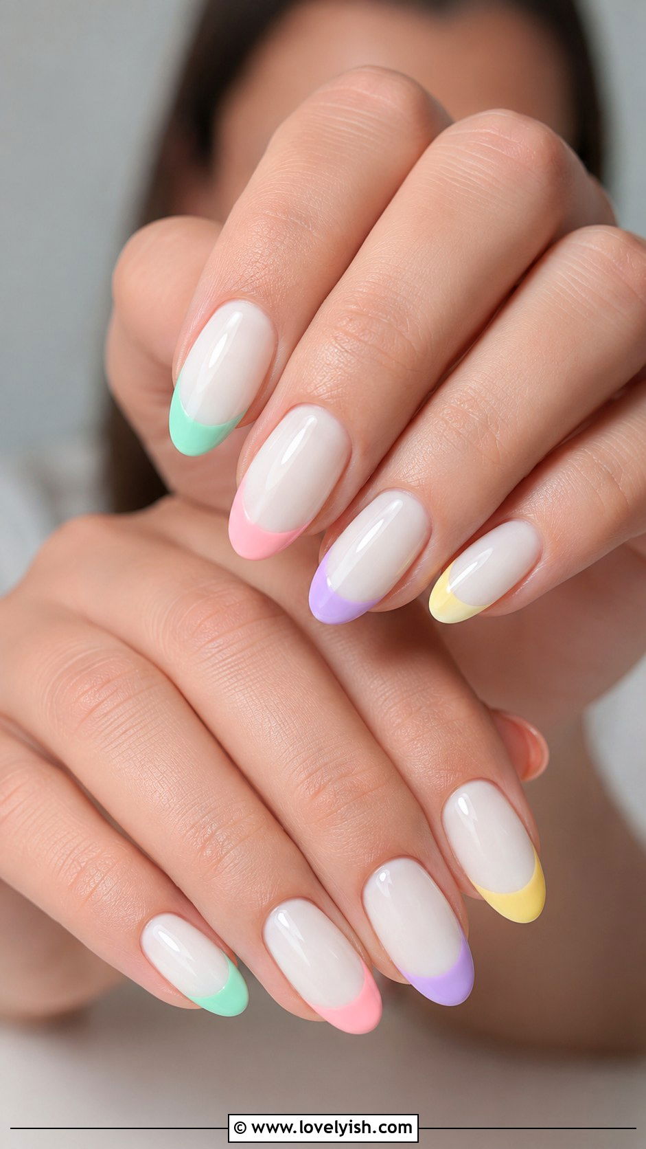 Mint with Pastel Rainbow Tips - 50 modern mint nail art ideas - 50 modern mint nail art ideas